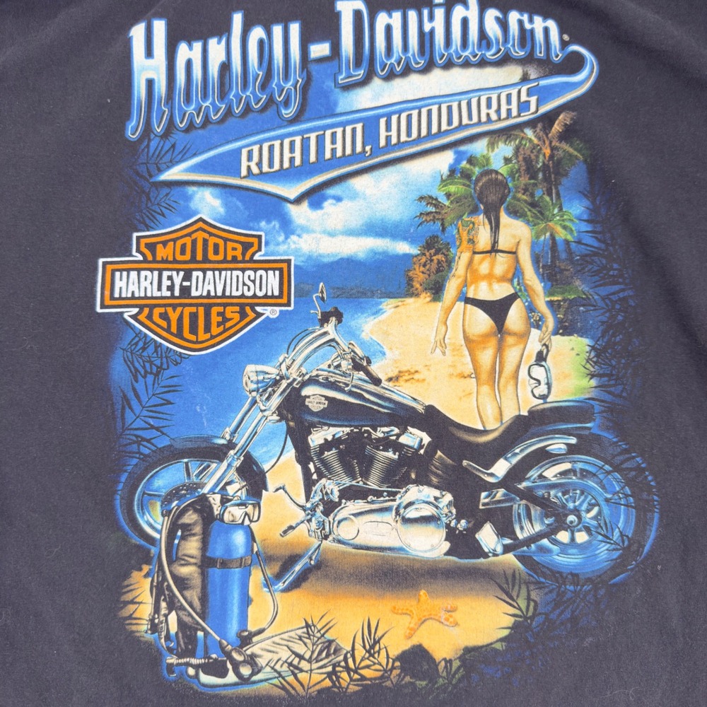 Harley-Davidson Roatan Honduras Graphic Bikini Beach T-Shirt Black Size 2XL